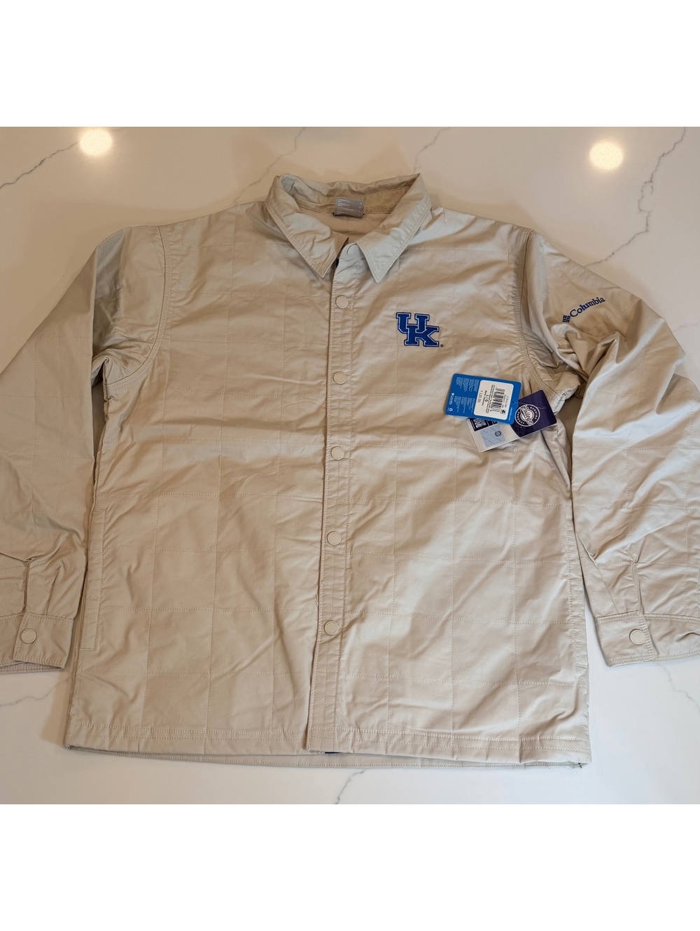 NEW $120 Columbia Kentucky University Wildcats Quilted Tan Shacket Size Large
